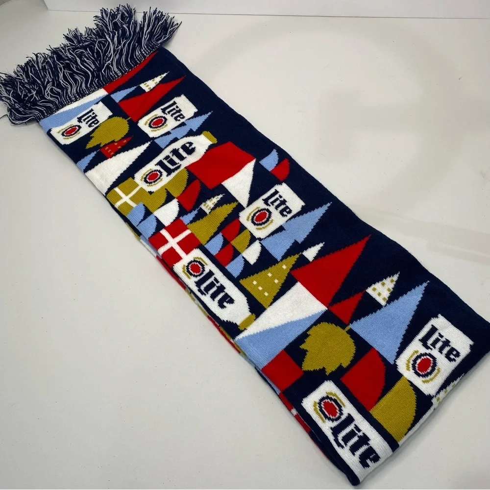 Miller Lite Knit Scarf Ugly Christmas Sweater Theme Beer Holiday